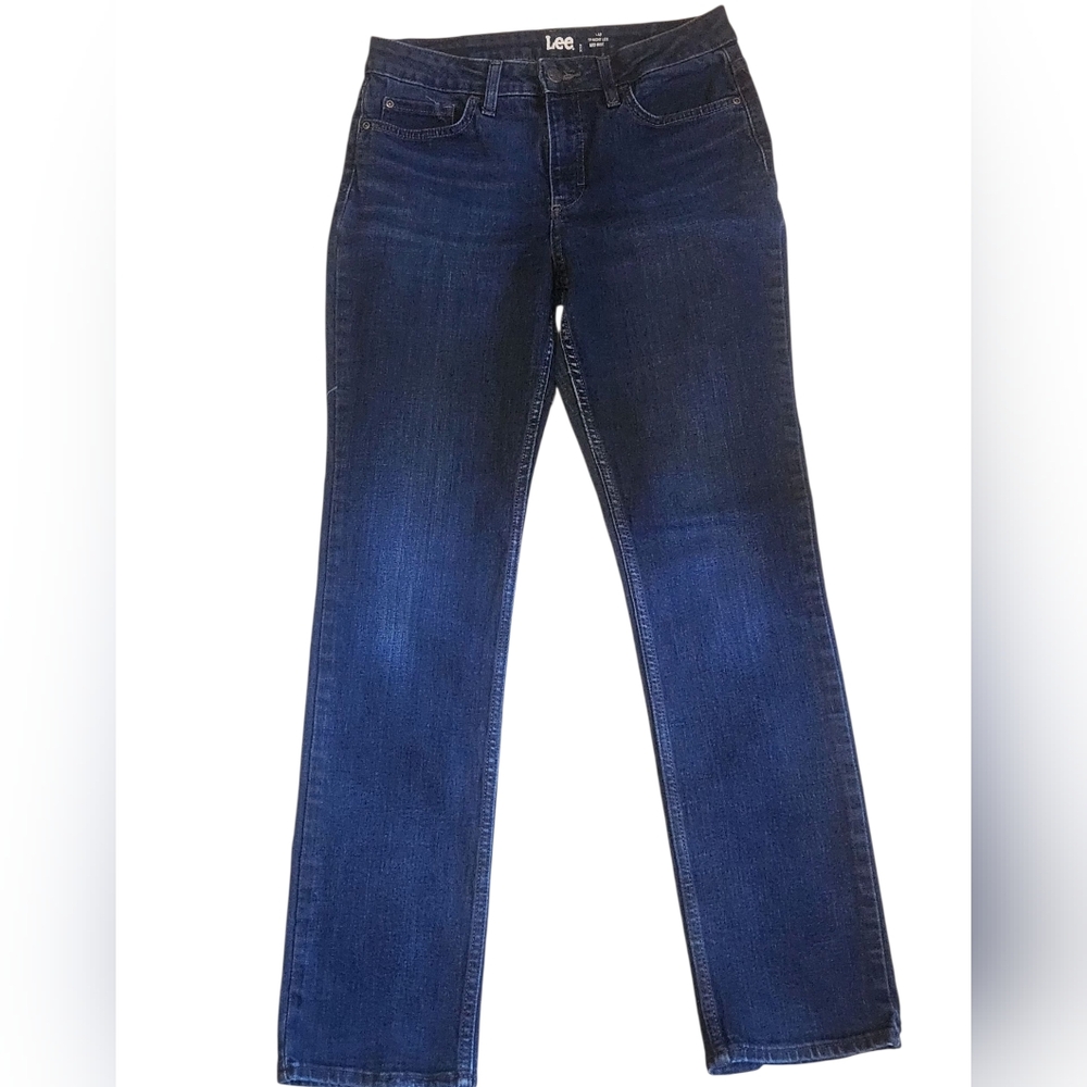 Lee Dark Wash Straight-Leg Mid-rise Jeans